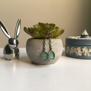 Roman Glass and Sterling Silver Earrings